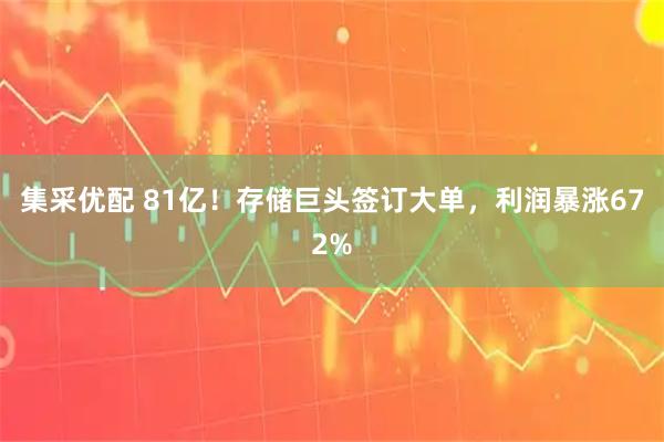 集采优配 81亿！存储巨头签订大单，利润暴涨672%